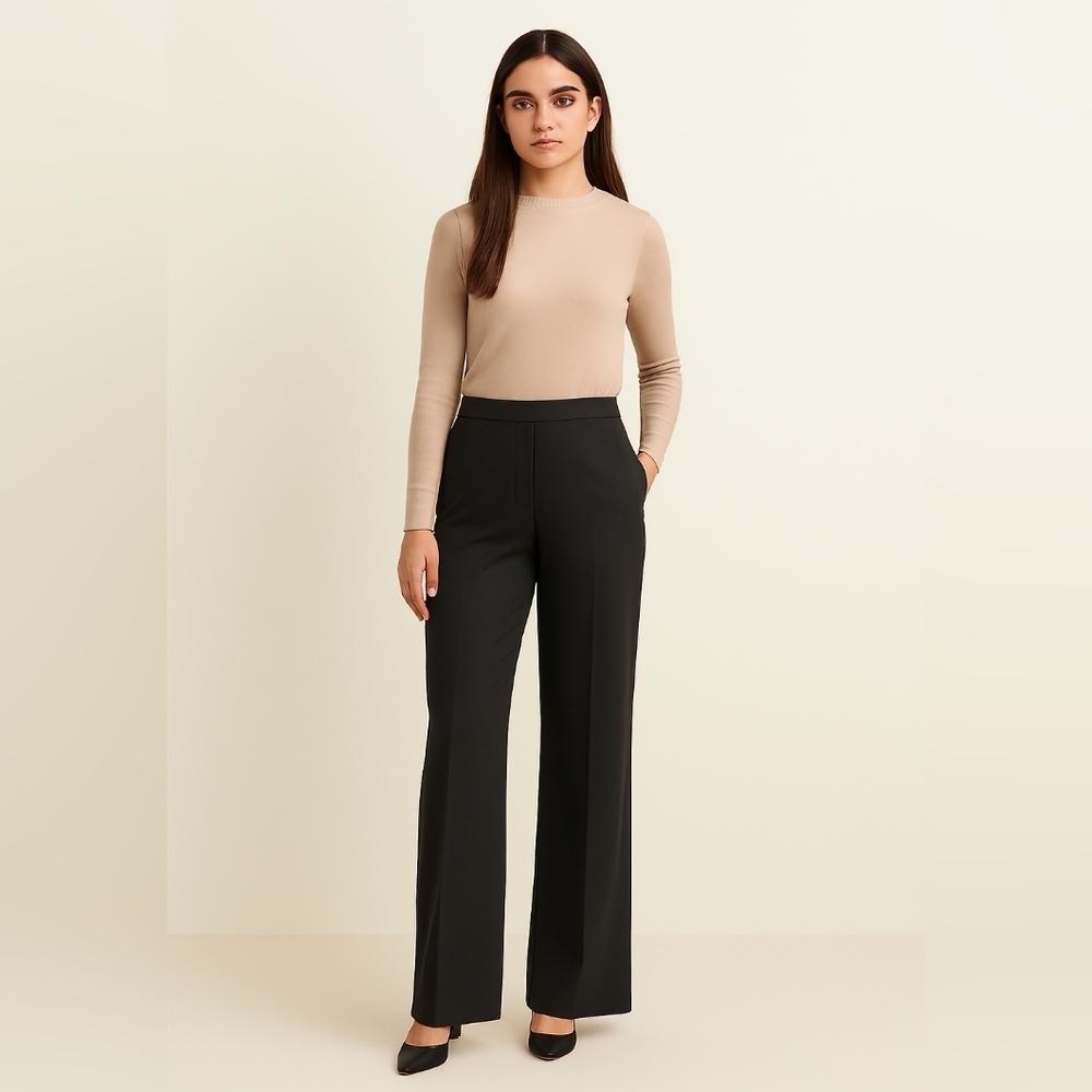 Talbots Italian Wool Wide Leg Organic Office Formal Professional Tousers Women's